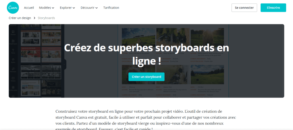 logiciel storyboard - canva