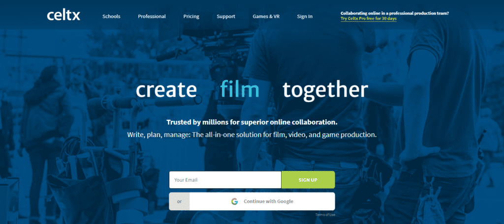 Logiciel storyboard - celtx